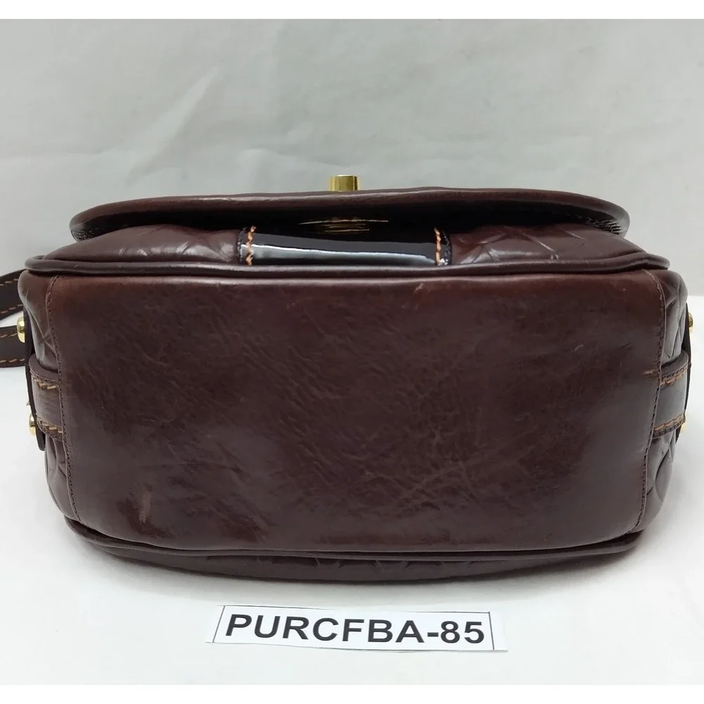 Marino Orlandi Brown Leather Turnlock Flap Closure Crossbody Bag - Picture 8 of 16